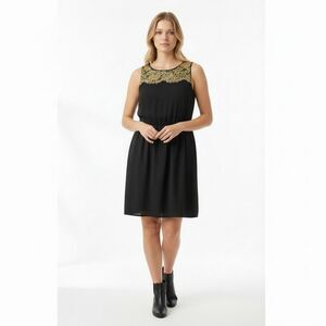 ann taylor loft black lace dress LOFT Ann Taylor Black Lace Overlay Sheath Dress Size 6 Short Sleeve Cocktail